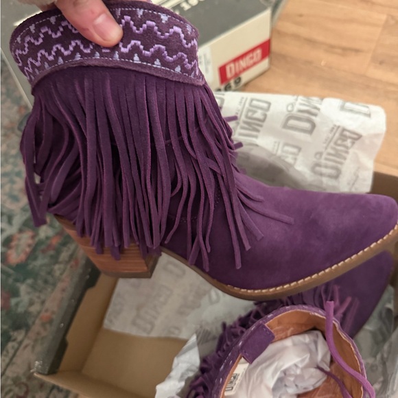 Dingo Purple Fringe Ankle Boots - Picture 2 of 6